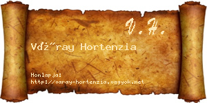 Váray Hortenzia névjegykártya